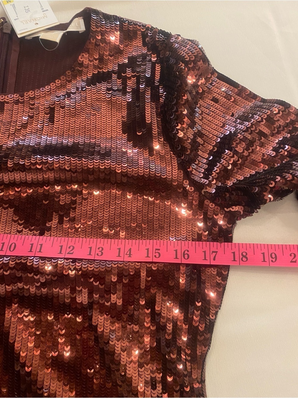 Michael Kors Women’s Sequin Long Bell Sleeve Party Metallic Mini Dress new M - Picture 12 of 16